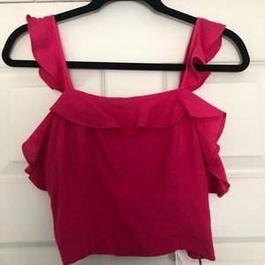 JOA crop top with ruffles